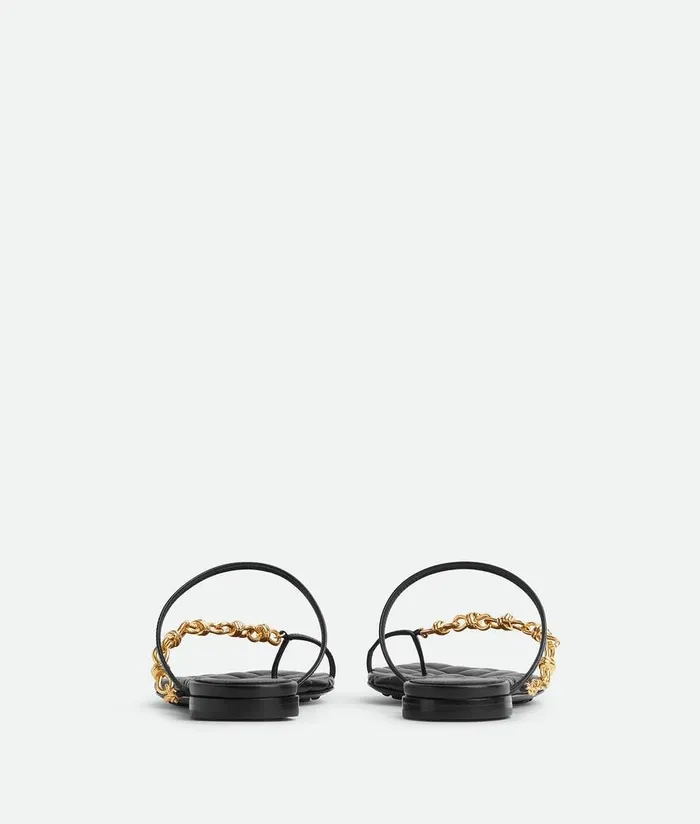 Women Bottega Veneta Sandals Leaf Flat Sandal Black