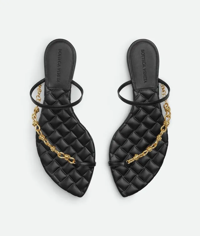 Women Bottega Veneta Sandals Leaf Flat Sandal Black