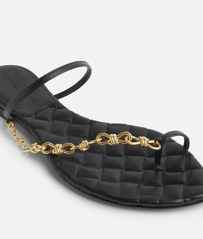 Women Bottega Veneta Sandals Leaf Flat Sandal Black