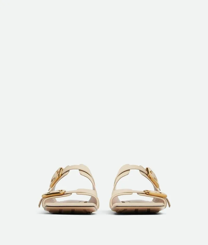 Women Bottega Veneta Sandals Stretch Buckle Flat Mule Sea Salt