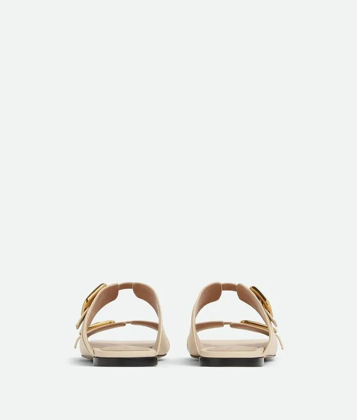 Women Bottega Veneta Sandals Stretch Buckle Flat Mule Sea Salt