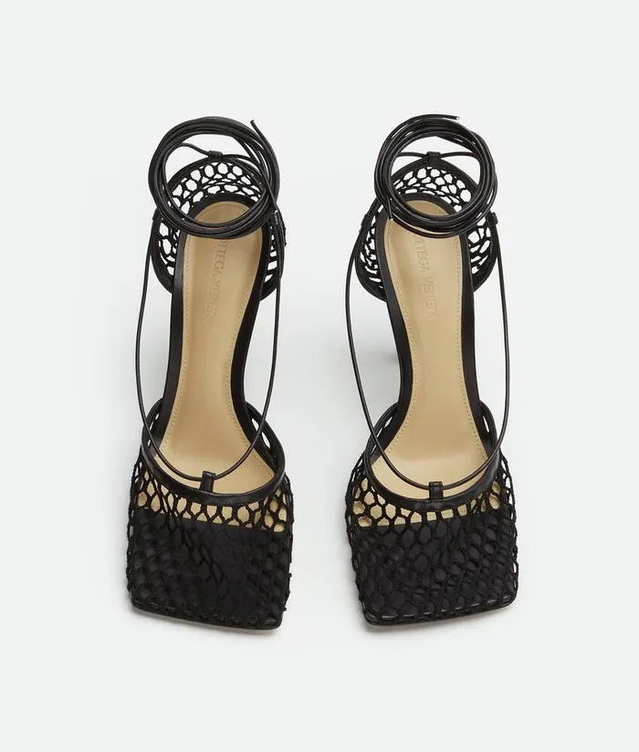 Women Bottega Veneta Sandals Stretch LaceUp Sandal Black