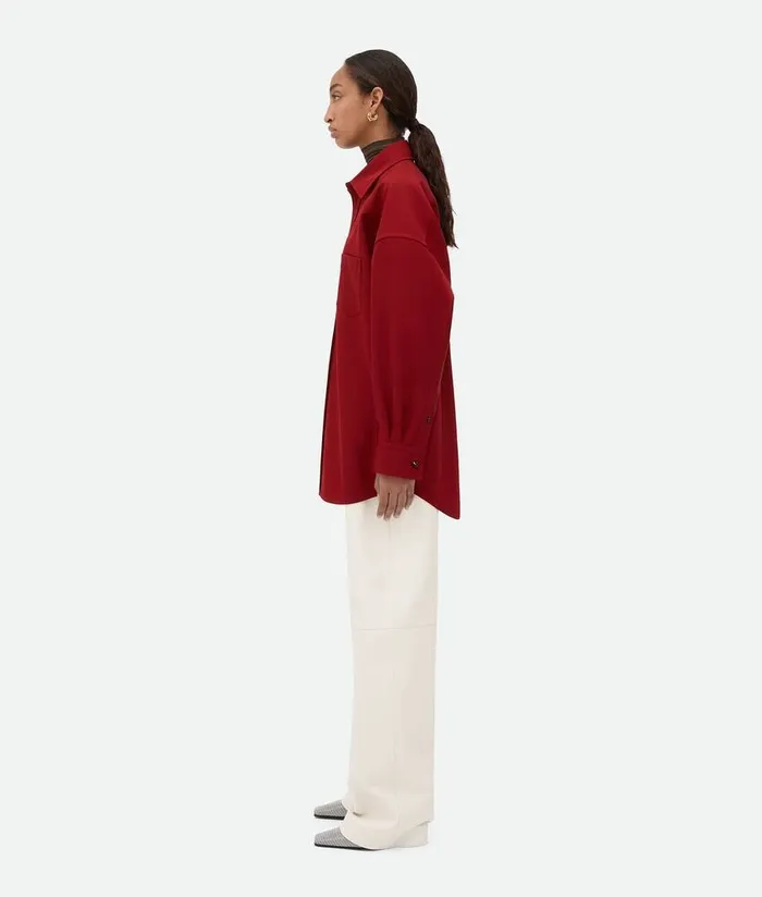 Women Bottega Veneta Shirts Wool Twill Shirt Rosewood