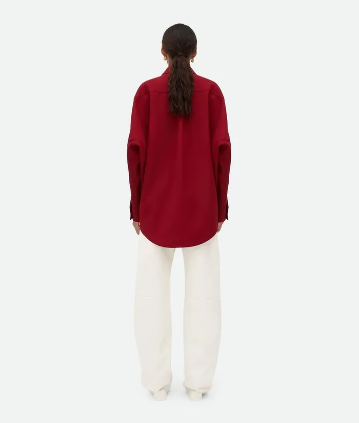 Women Bottega Veneta Shirts Wool Twill Shirt Rosewood