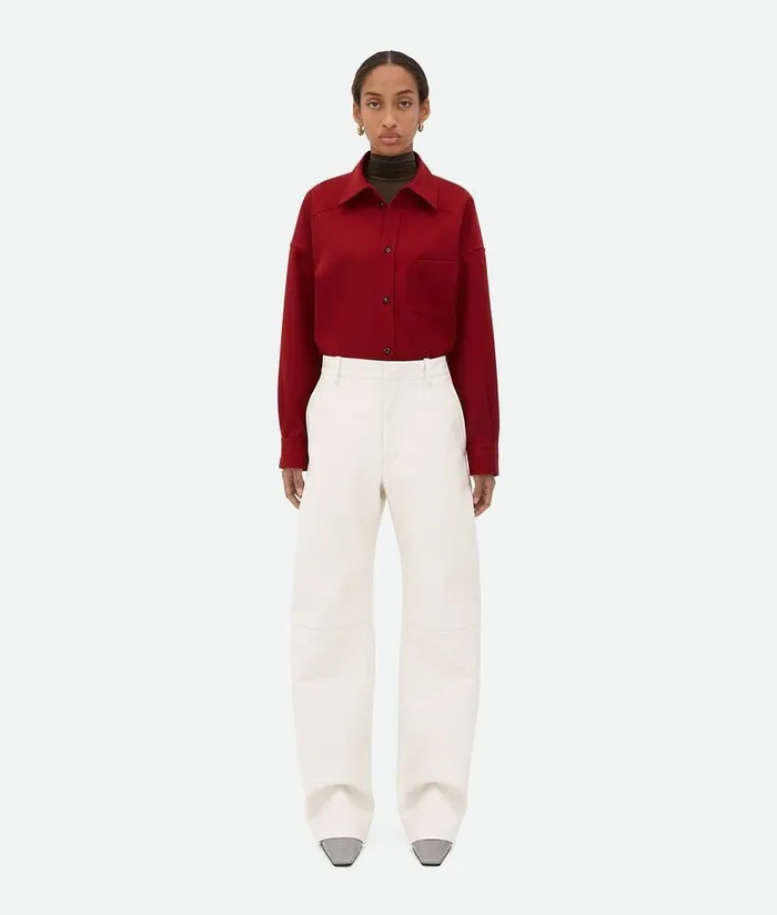 Women Bottega Veneta Shirts Wool Twill Shirt Rosewood