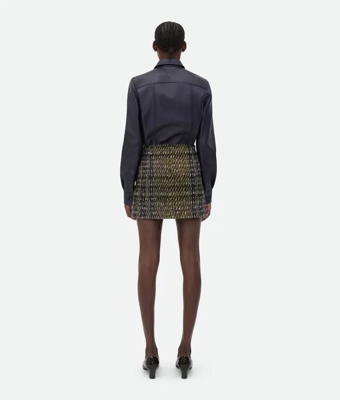 Women Bottega Veneta Skirts Check Pressed Wool Skirt Eclipseblackyellow