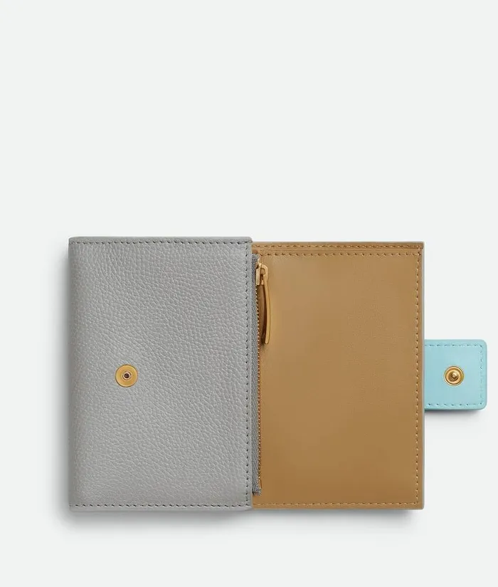 Women Bottega Veneta Small Wallets Tag TriFold Zip Wallet Sterlingzenithdark Praline