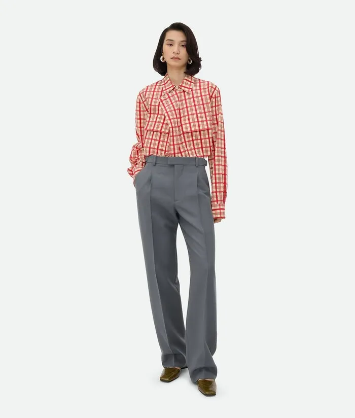 Women Bottega Veneta Trousers And Shorts Wool Mohair Trousers Thunder