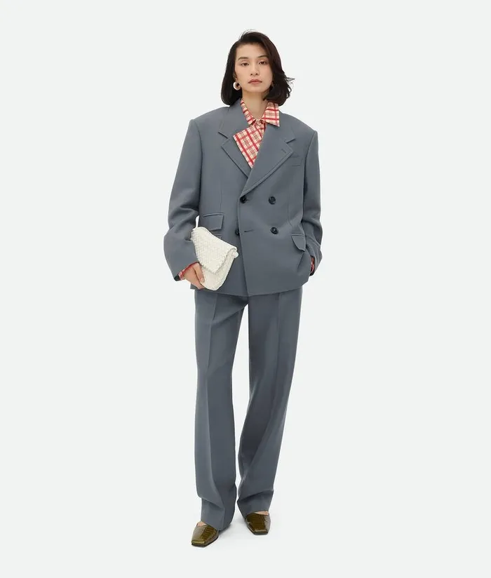 Women Bottega Veneta Trousers And Shorts Wool Mohair Trousers Thunder