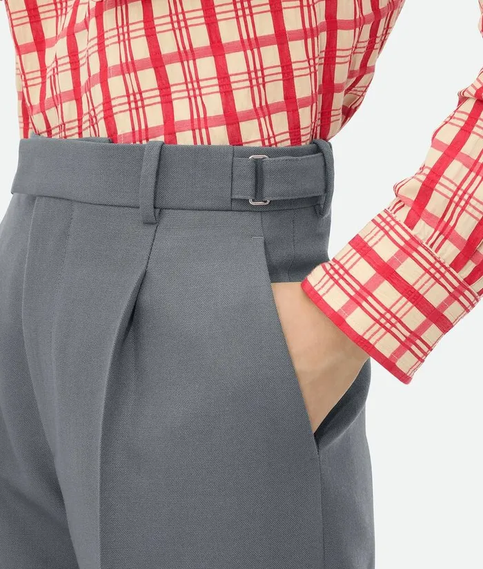 Women Bottega Veneta Trousers And Shorts Wool Mohair Trousers Thunder