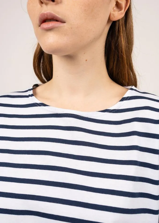 Women Breton Striped Shirts Saint James MINQUIERS DROP II White Navy