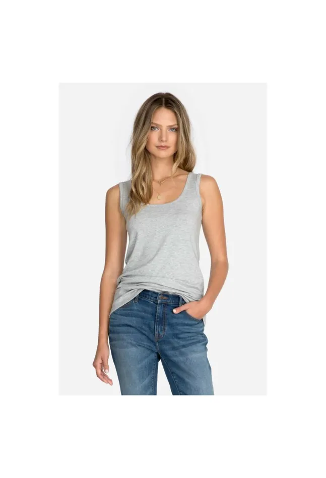 Women Calme Basic Tank Heather Grey Johnny Was Tops