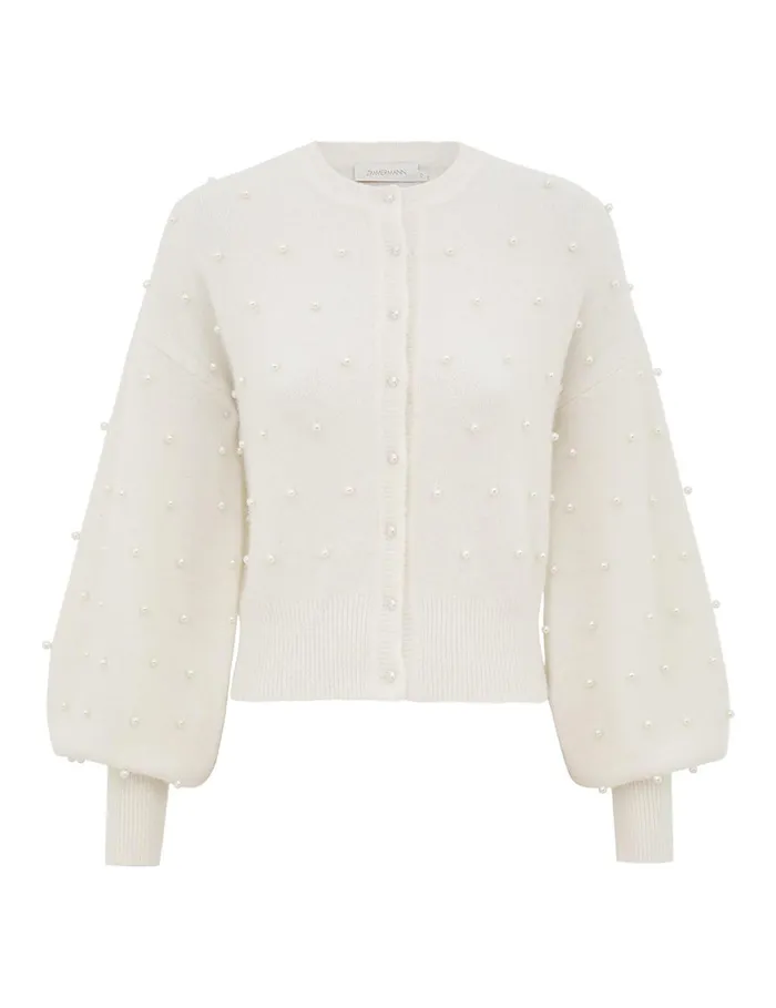 Women Clothing Zimmermann Crush Beaded Cardigan Ivorypearl