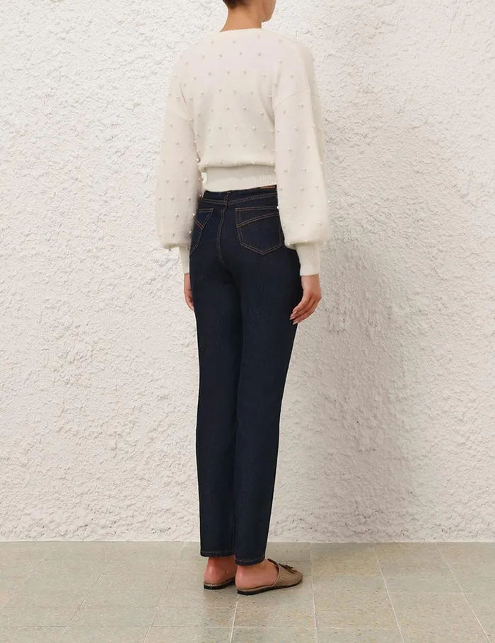 Women Clothing Zimmermann Crush Beaded Cardigan Ivorypearl