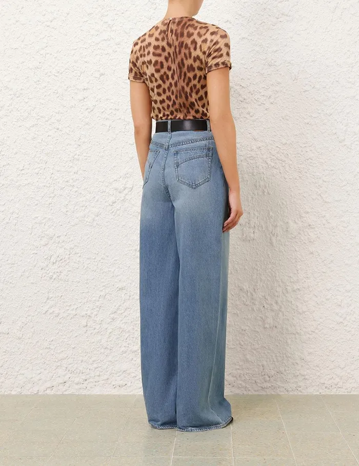 Women Clothing Zimmermann Crush Embellished Tee Dark Leopard