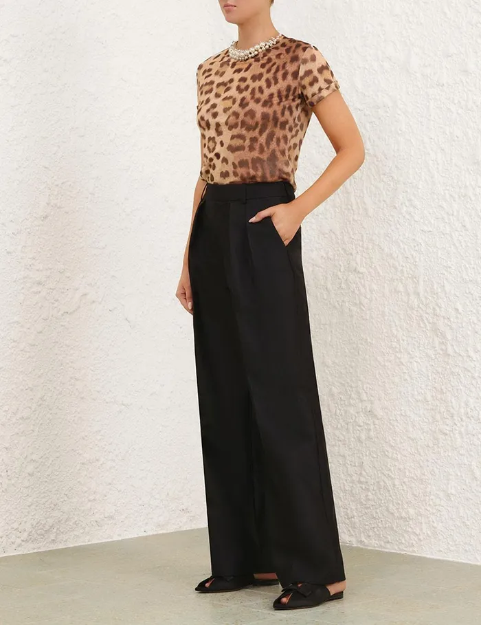 Women Clothing Zimmermann Crush Embellished Tee Dark Leopard