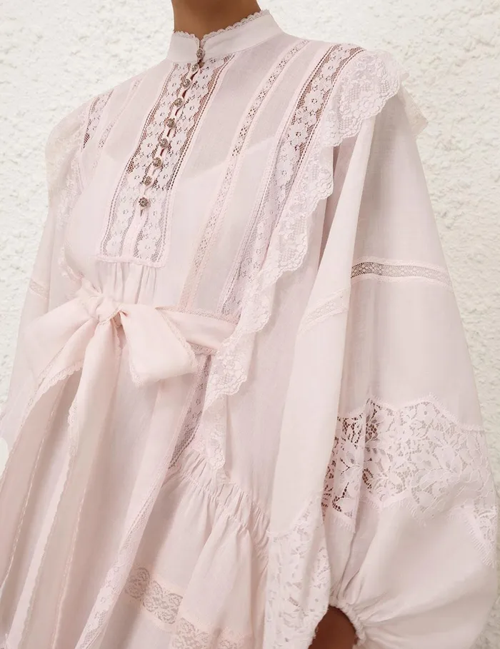 Women Clothing Zimmermann Crush Lace Billow Mini Dress Shell