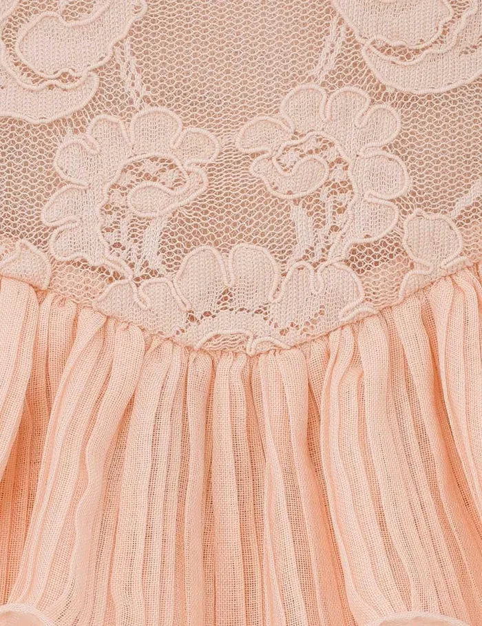 Women Clothing Zimmermann Crush Lace Frill Mini Dress Peach