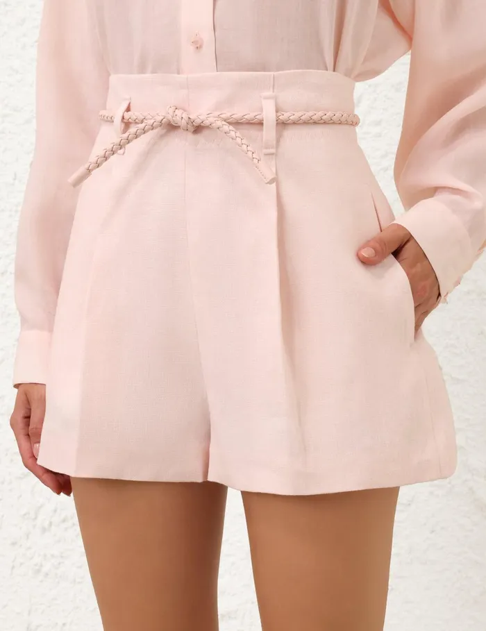 Women Clothing Zimmermann Crush Linen Tuck Short Pink