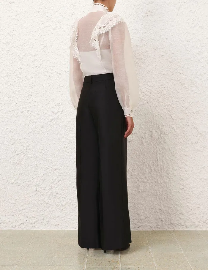 Women Clothing Zimmermann Crush Tuck Wide Leg Pant Black