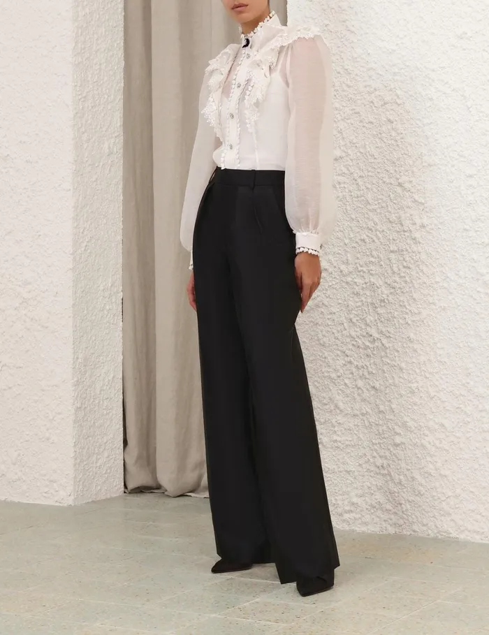 Women Clothing Zimmermann Crush Tuck Wide Leg Pant Black