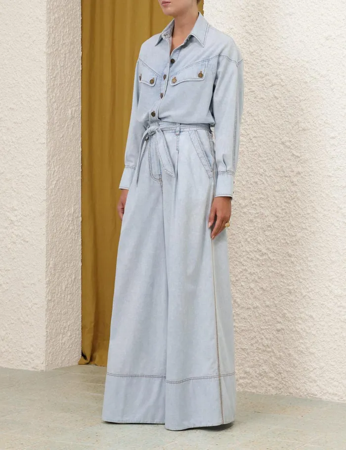 Women Clothing Zimmermann Denim Shirt Blue Smoke