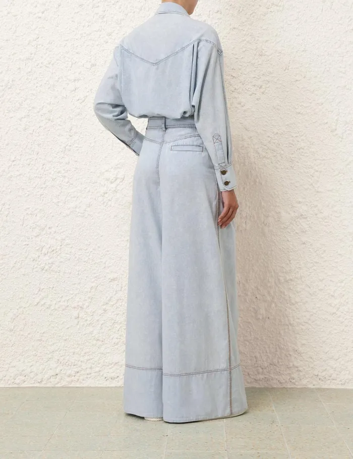 Women Clothing Zimmermann Denim Shirt Blue Smoke