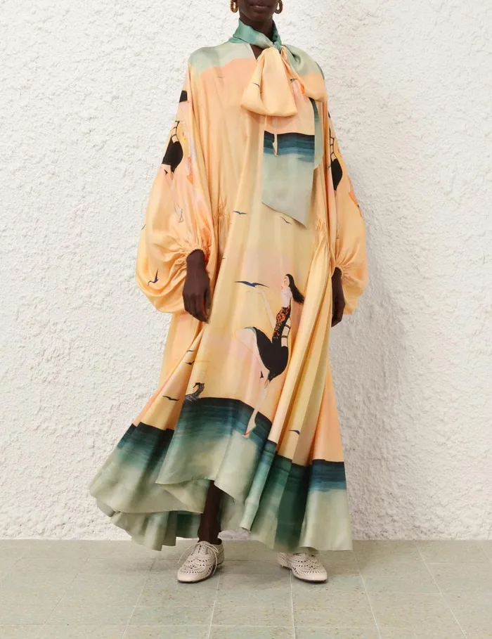 Women Clothing Zimmermann Eden Billow Dress Azura Sunset