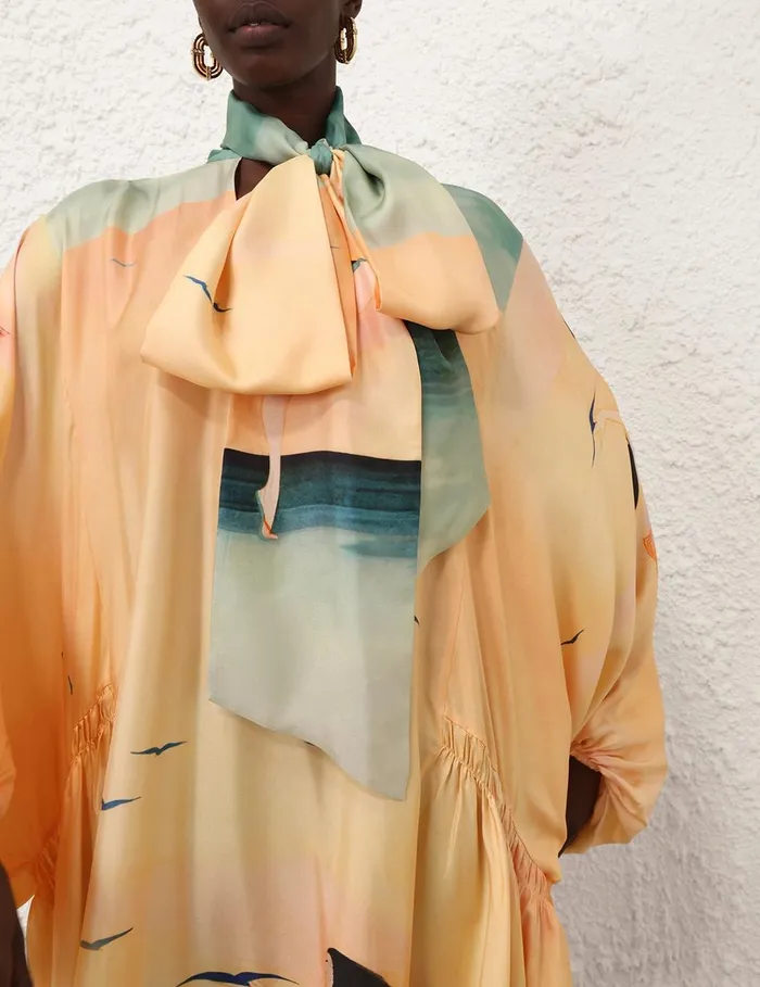 Women Clothing Zimmermann Eden Billow Dress Azura Sunset