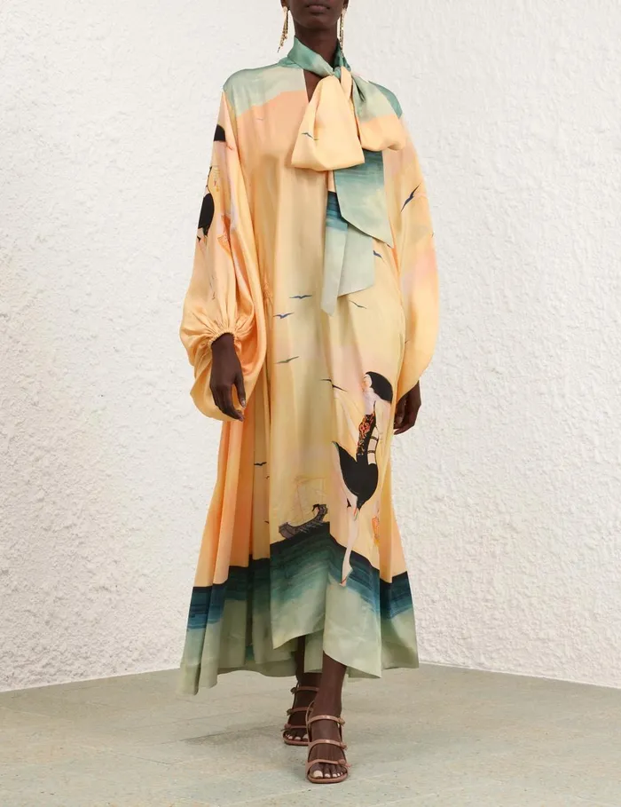 Women Clothing Zimmermann Eden Billow Dress Azura Sunset