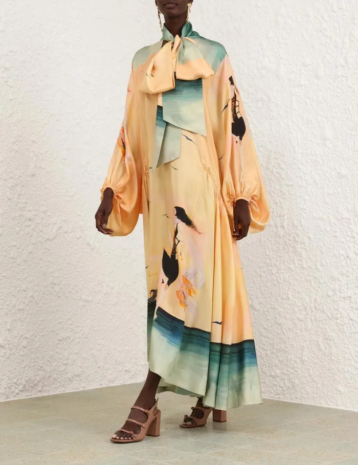 Women Clothing Zimmermann Eden Billow Dress Azura Sunset