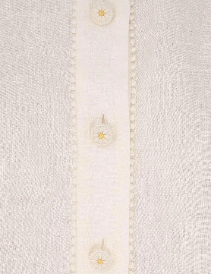 Women Clothing Zimmermann Everley Flower Trim Shirt Ivory