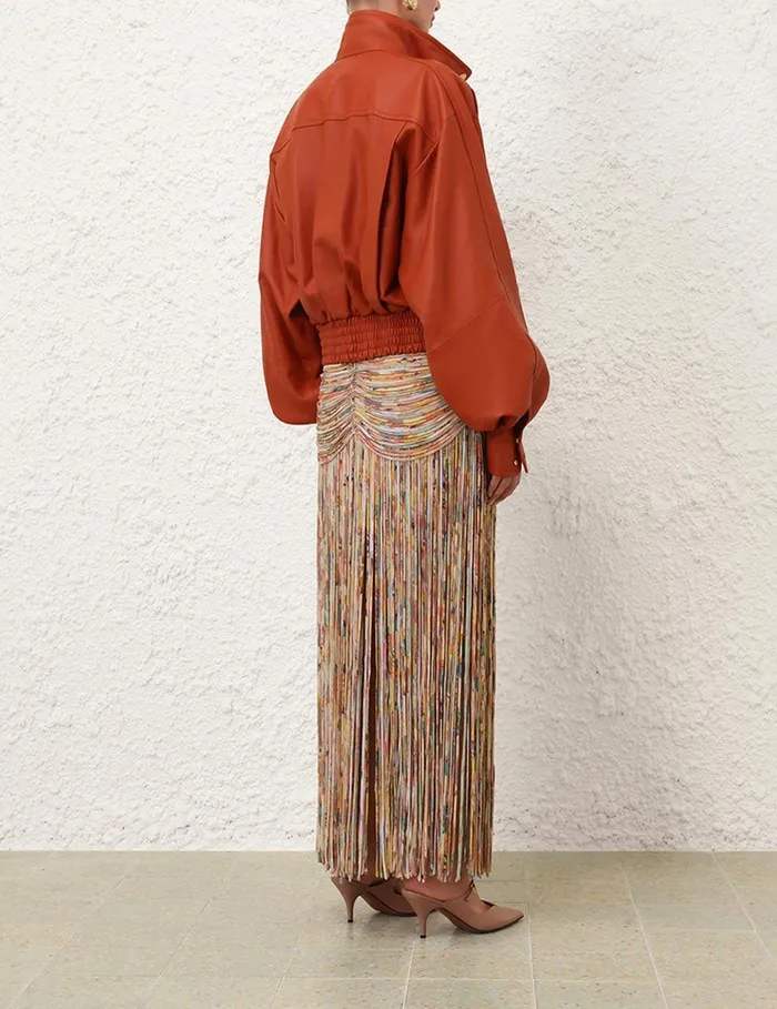 Women Clothing Zimmermann Illustration Biker Jacket Spice
