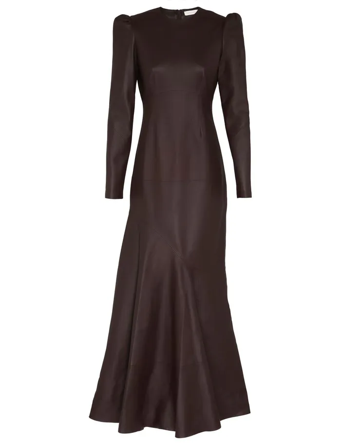 Women Clothing Zimmermann Illustration Leather Dress Mahogany