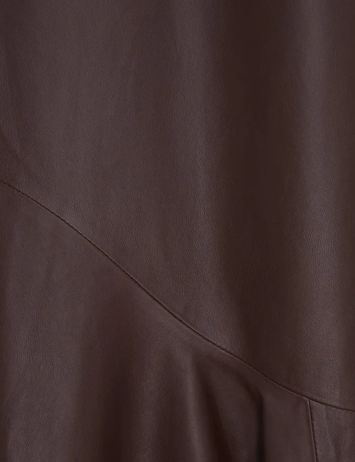 Women Clothing Zimmermann Illustration Leather Dress Mahogany