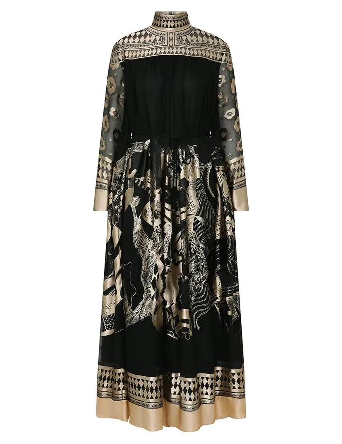 Women Clothing Zimmermann Illustration Otto Gown Blacktea
