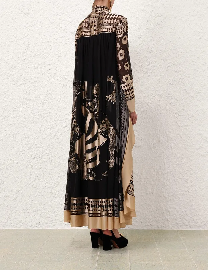 Women Clothing Zimmermann Illustration Otto Gown Blacktea
