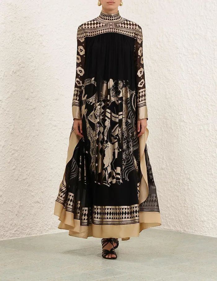 Women Clothing Zimmermann Illustration Otto Gown Blacktea