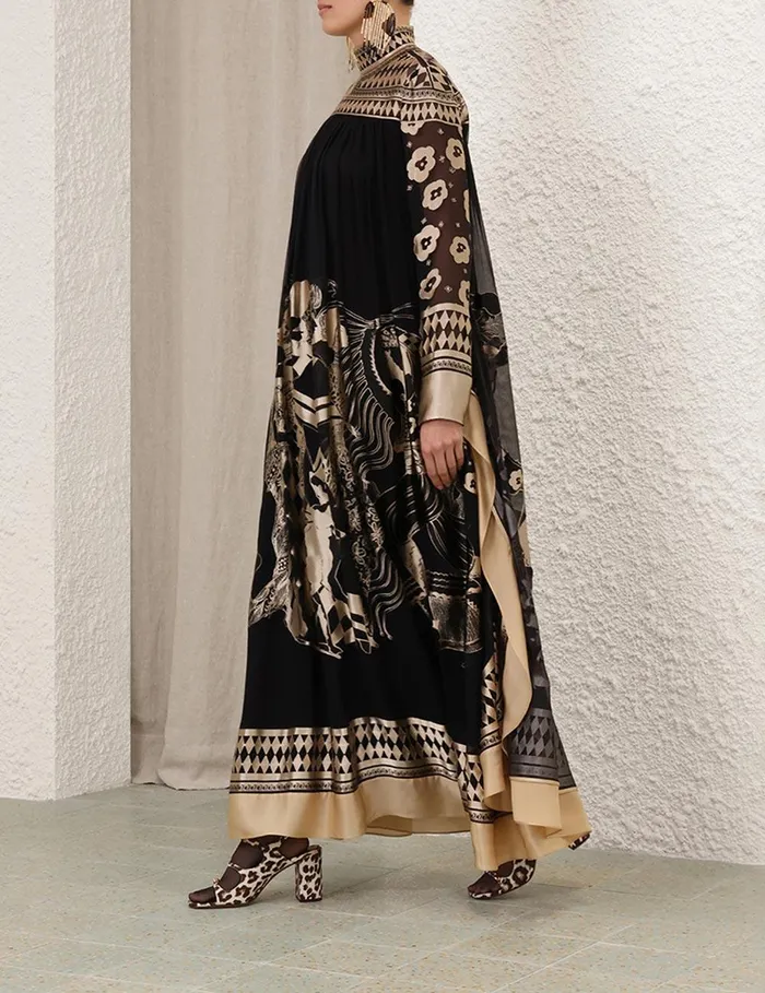 Women Clothing Zimmermann Illustration Otto Gown Blacktea