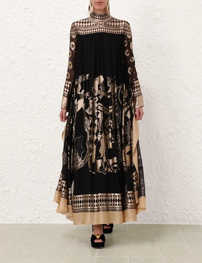 Women Clothing Zimmermann Illustration Otto Gown Blacktea
