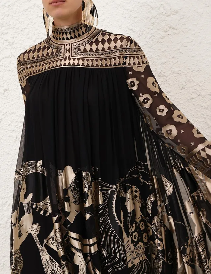 Women Clothing Zimmermann Illustration Otto Gown Blacktea