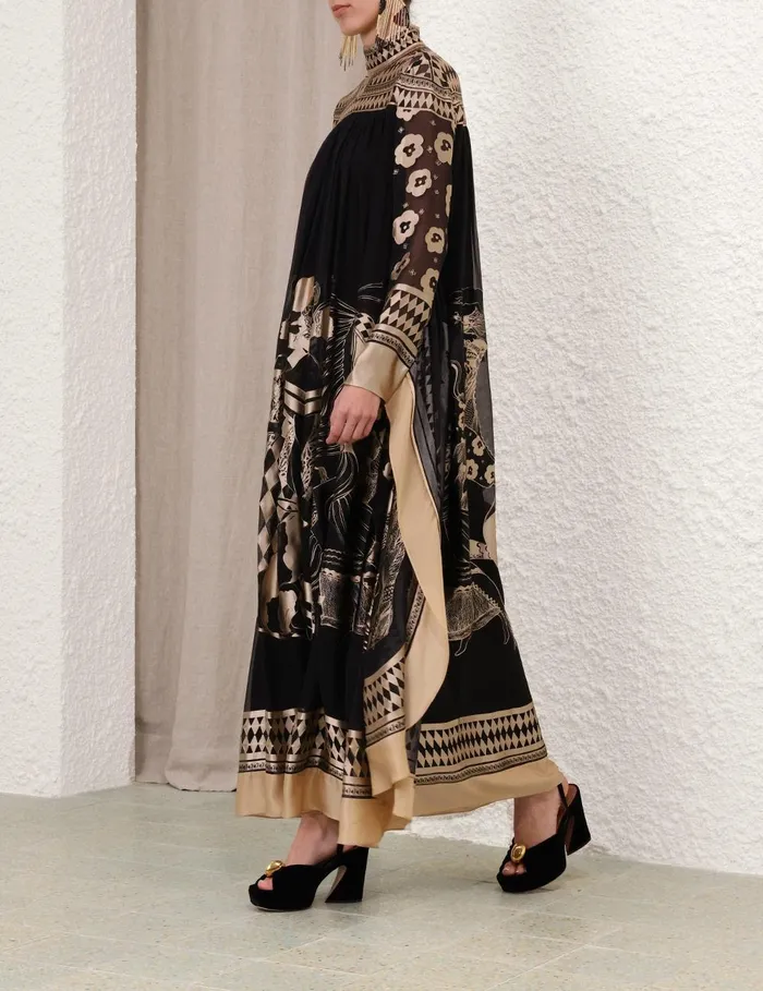 Women Clothing Zimmermann Illustration Otto Gown Blacktea