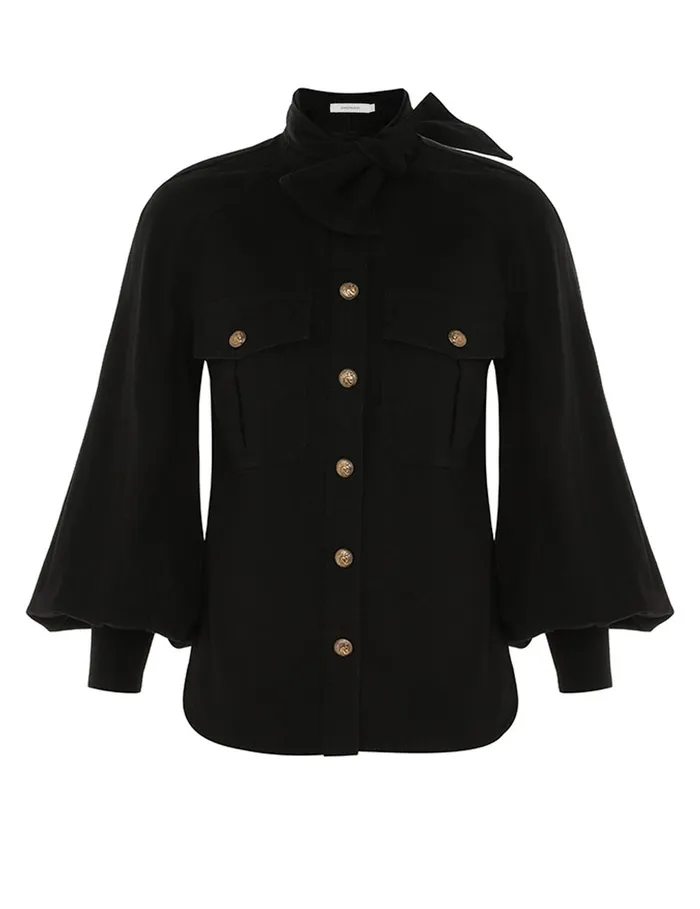 Women Clothing Zimmermann Illustration Raglan Shirt Onyx