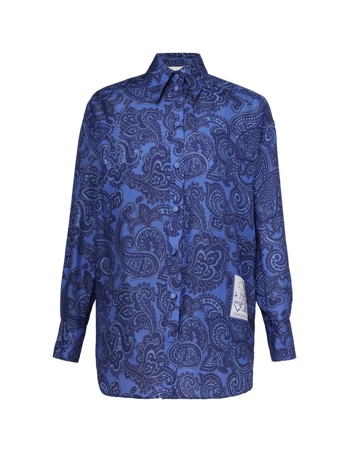 Women Clothing Zimmermann Ottie Relaxed Shirt Blue Paisley