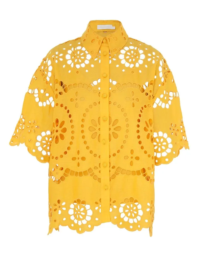 Women Clothing Zimmermann Pop Embroidered Shirt Mango