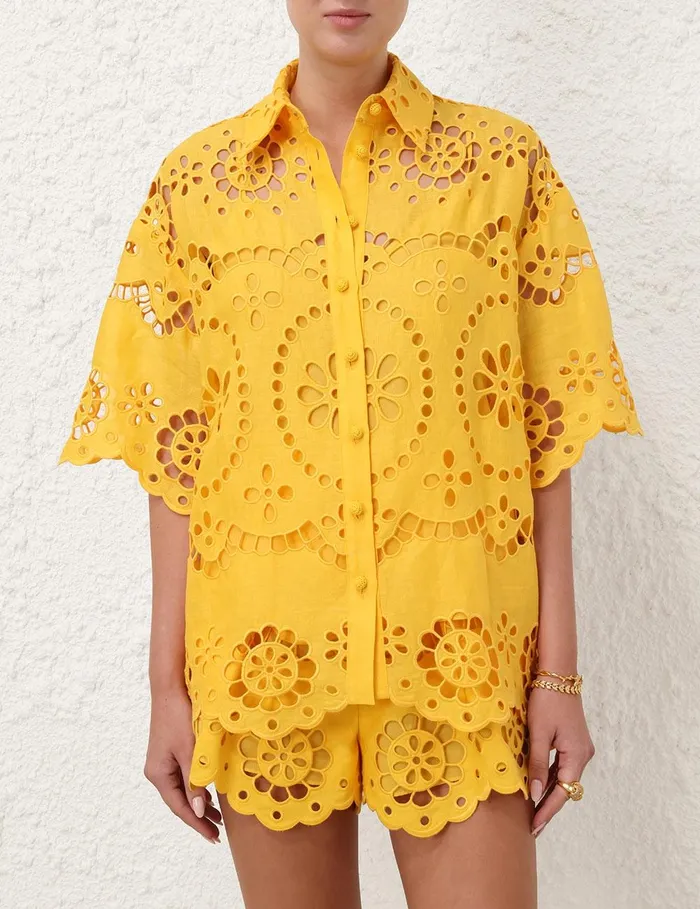 Women Clothing Zimmermann Pop Embroidered Shirt Mango