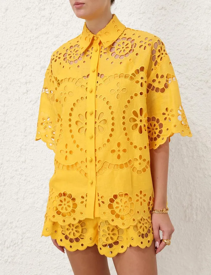 Women Clothing Zimmermann Pop Embroidered Shirt Mango
