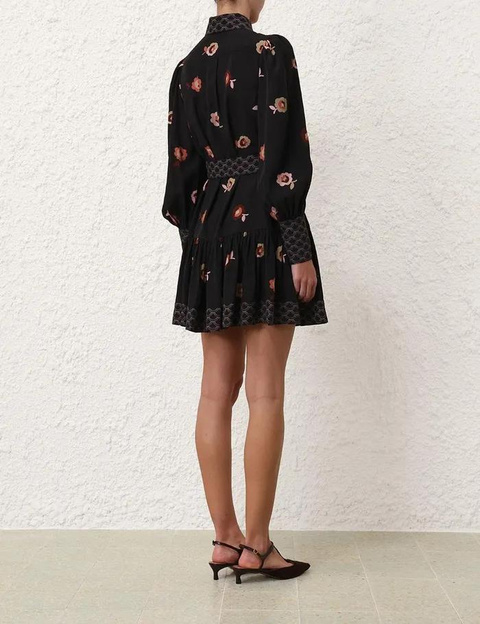 Women Clothing Zimmermann Pussybow Mini Dress Black Floral