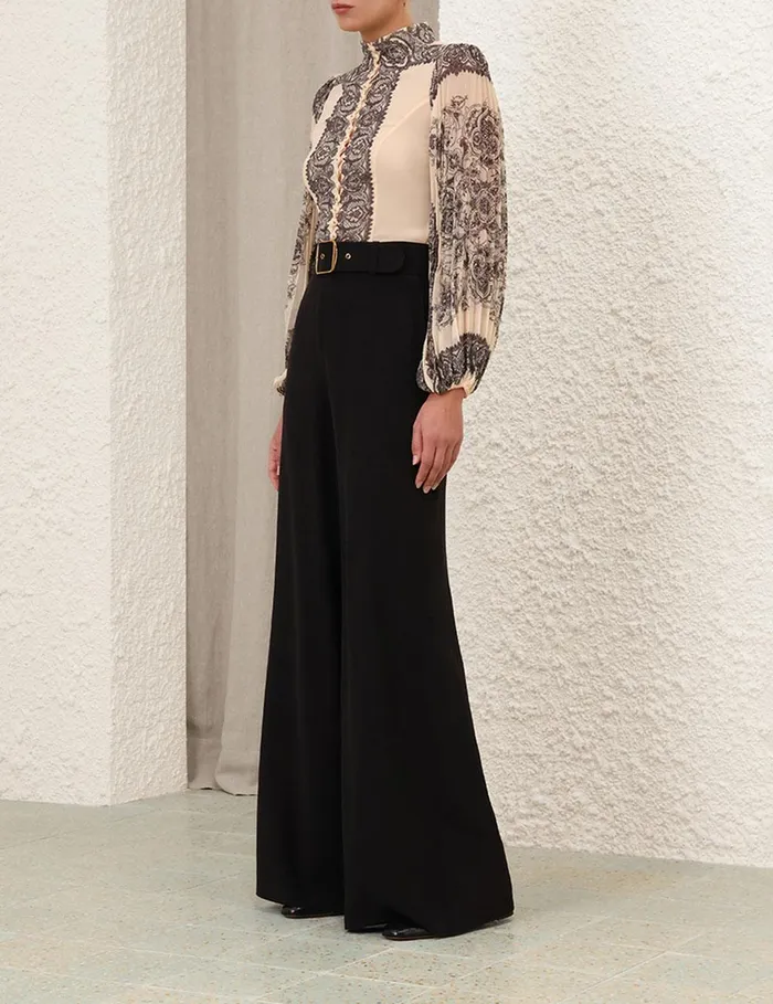 Women Clothing Zimmermann Sunray Pleated Blouse Tea Paisley