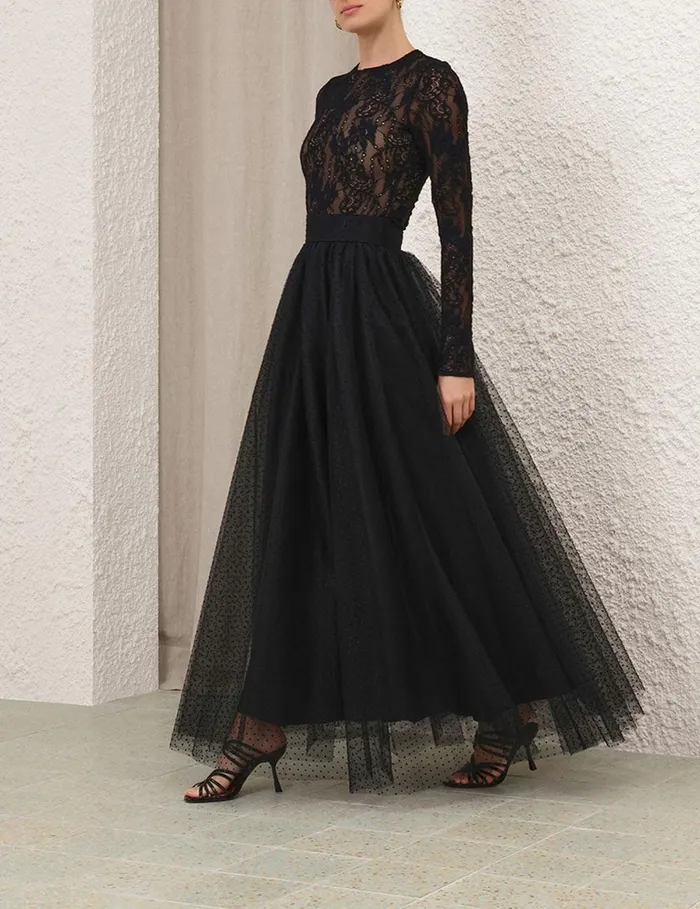Women Clothing Zimmermann Tulle Skirt Black